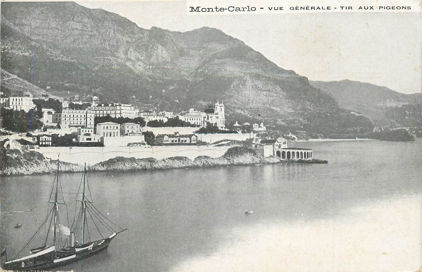 CPA Monte Carlo Vue Generale Tir aux Pigeons Bateau