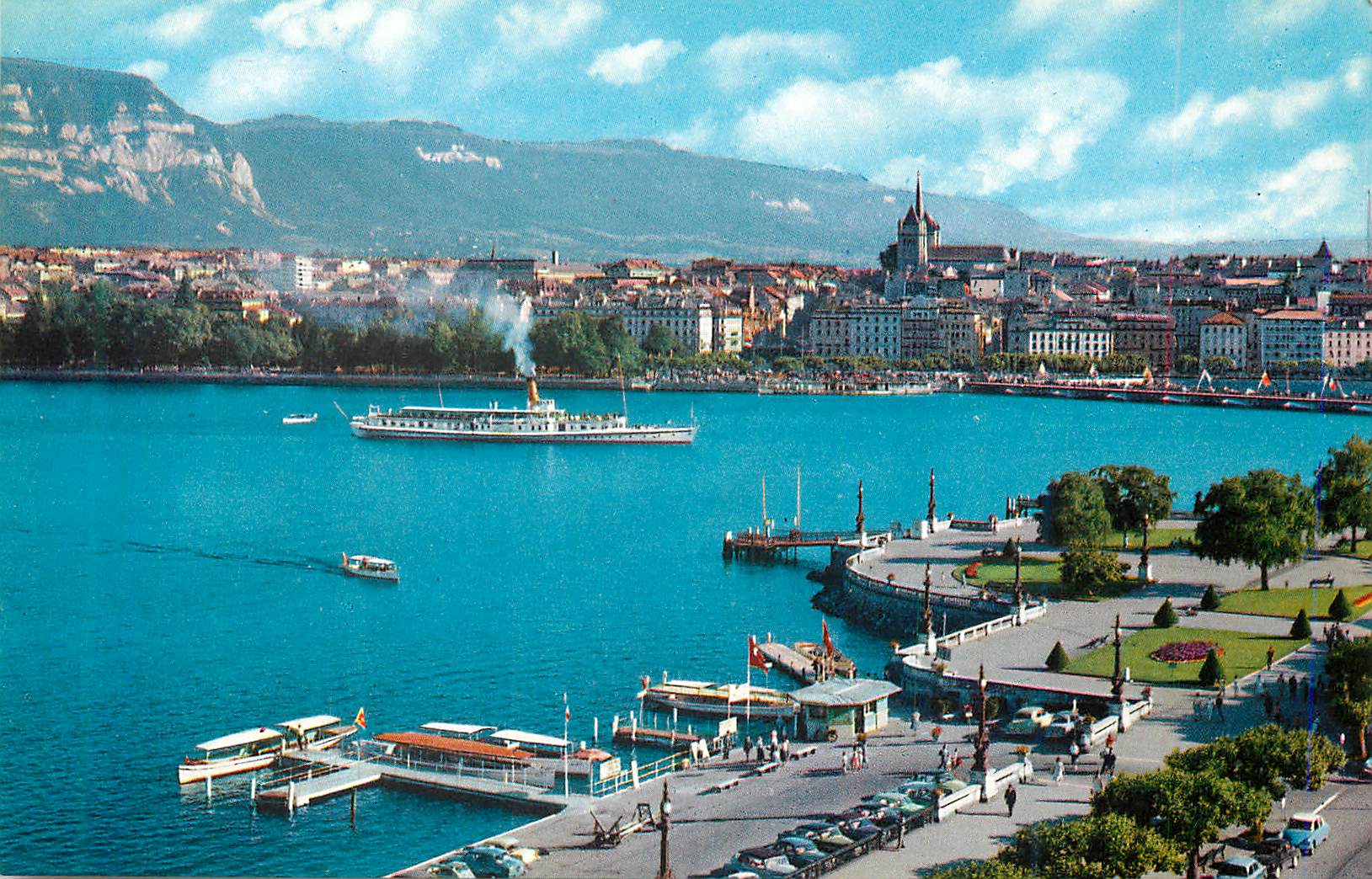 CPM Geneve La Rade et la Rotonde Bateau