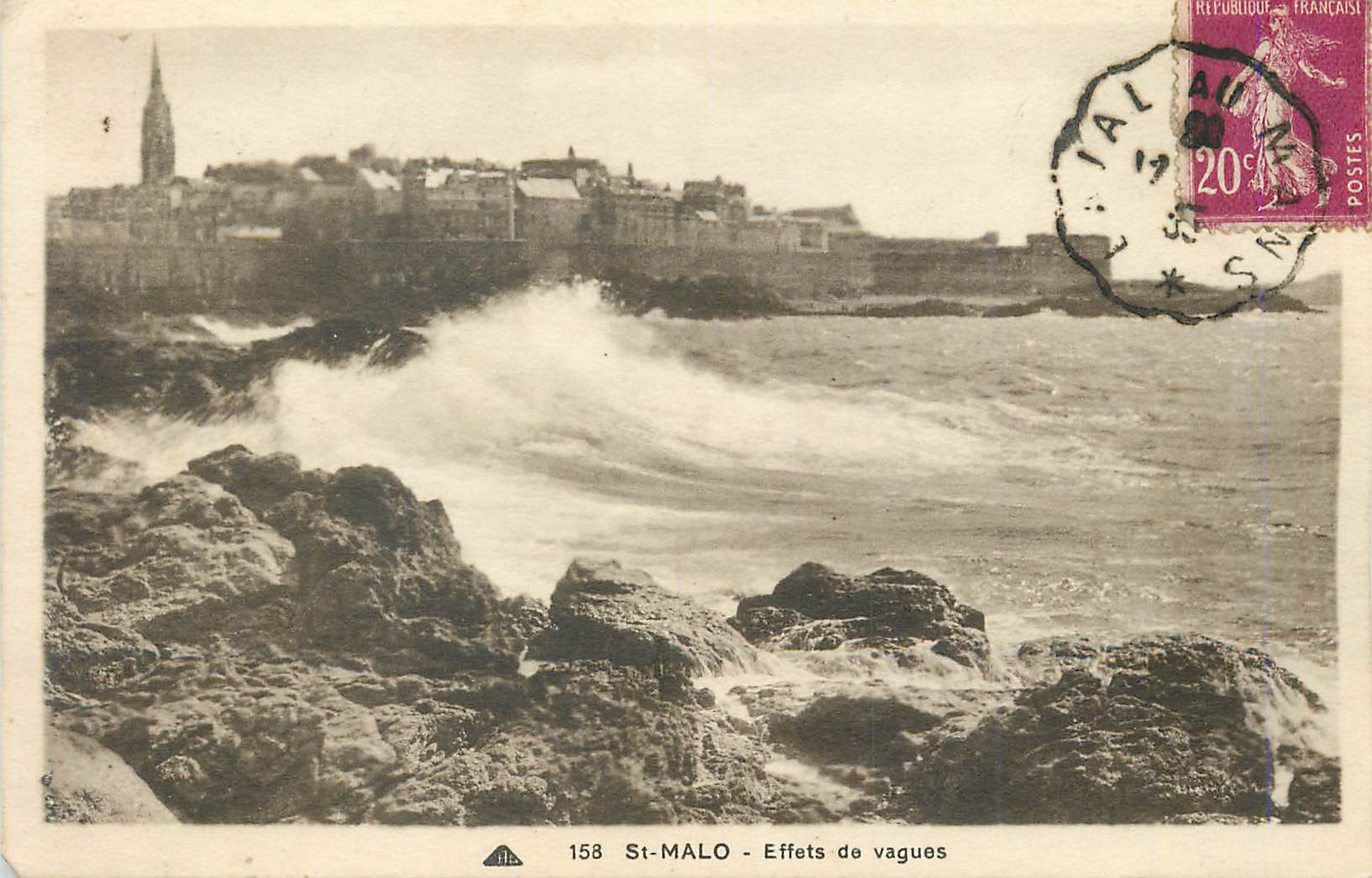 St-Malo - Effets de vagues — série 158, éditeur A. L. A. (ou A. L. A. L.)