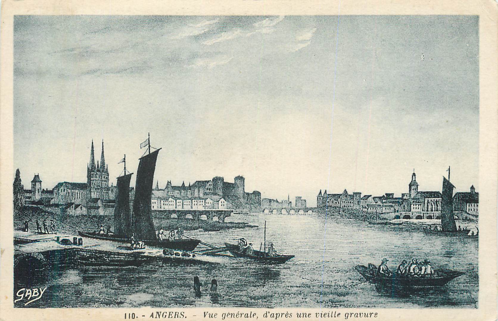 CPA Angers Vue Generale d'apres une Vieille Gravure Bateaux