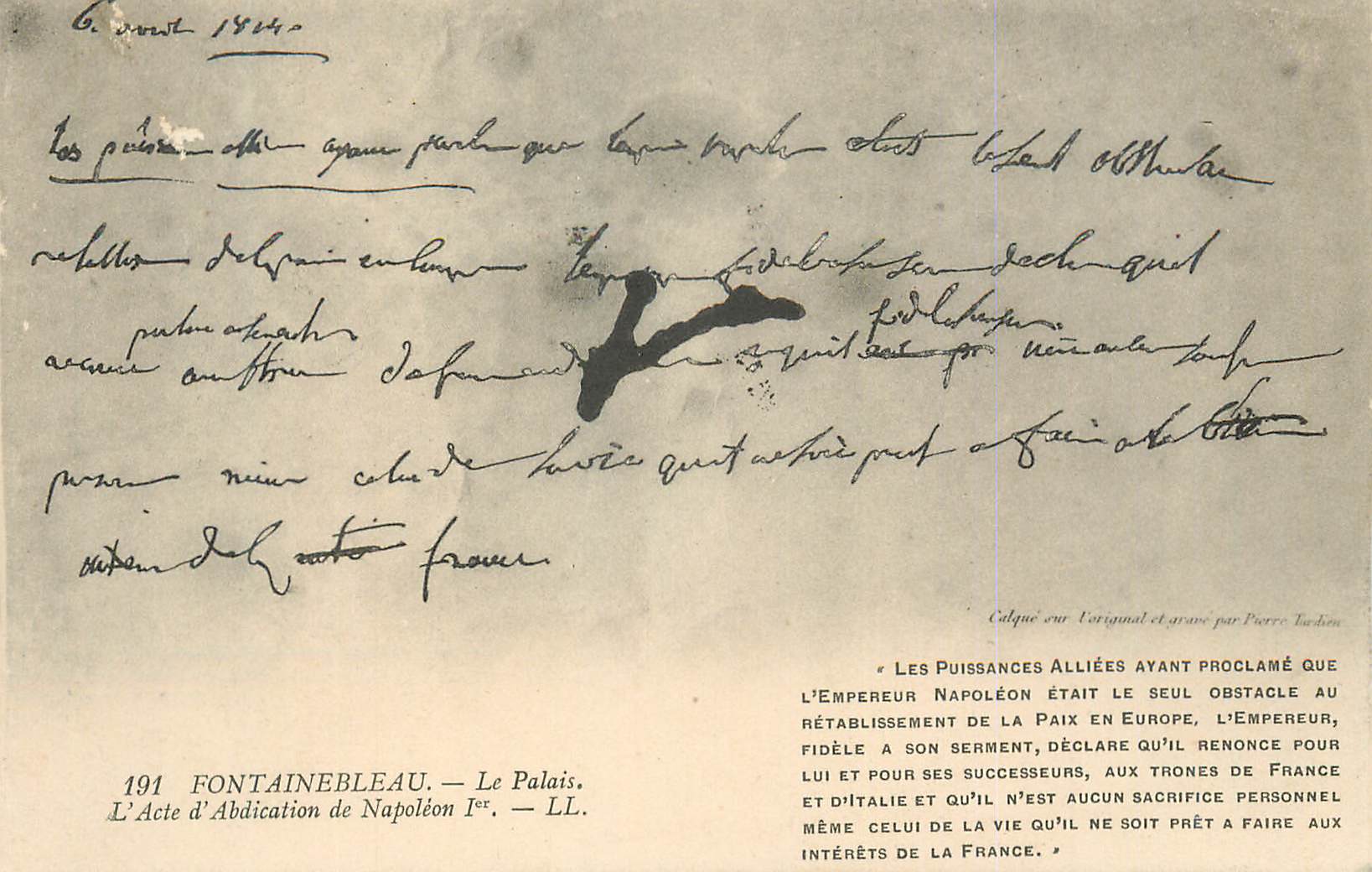Fontainebleau — Das Schloss, Die Abdikation Napoleons I. — LL. 191