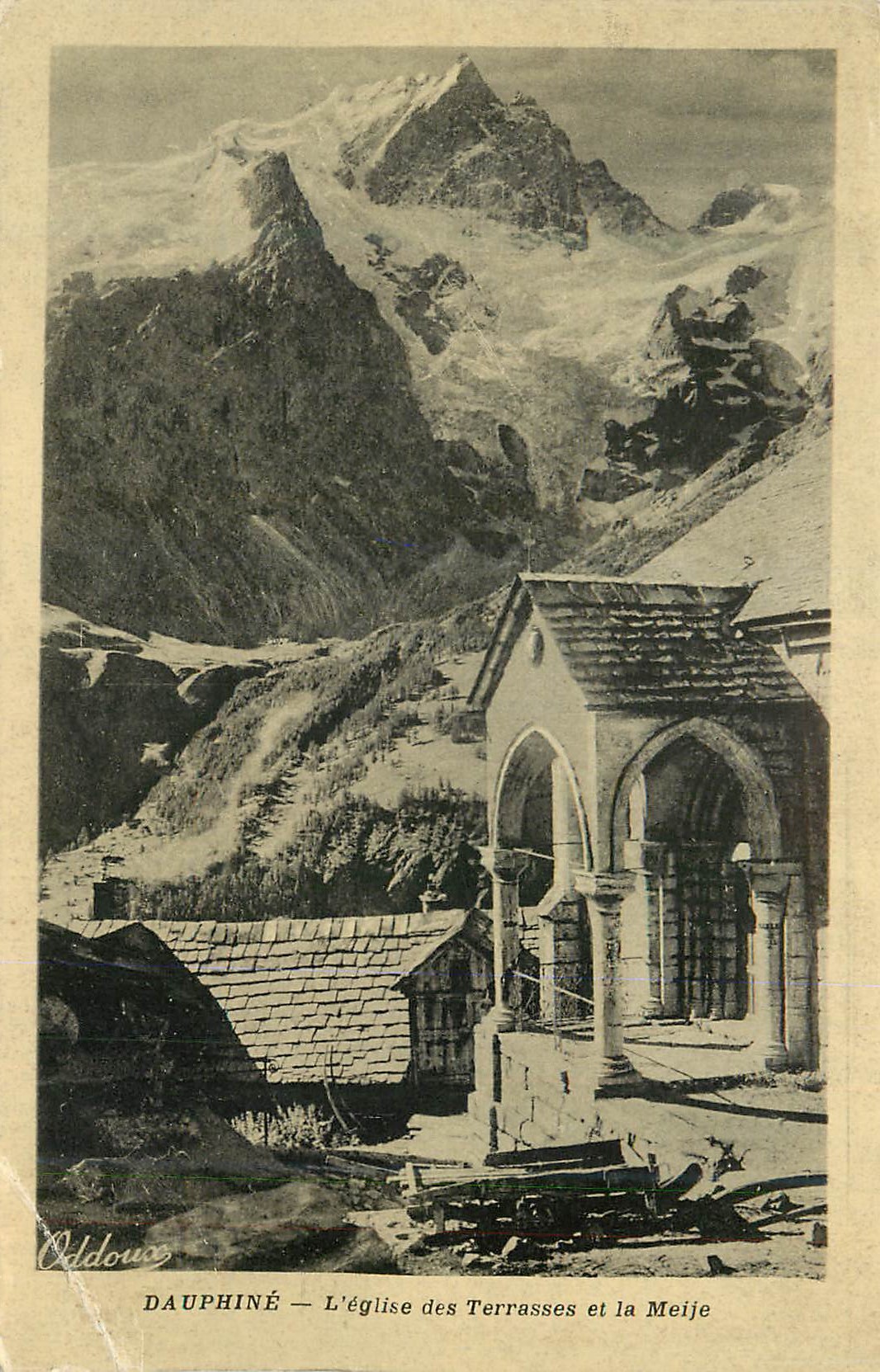 Dauphiné — L'église des Terrasses et la Meije — Oddouas