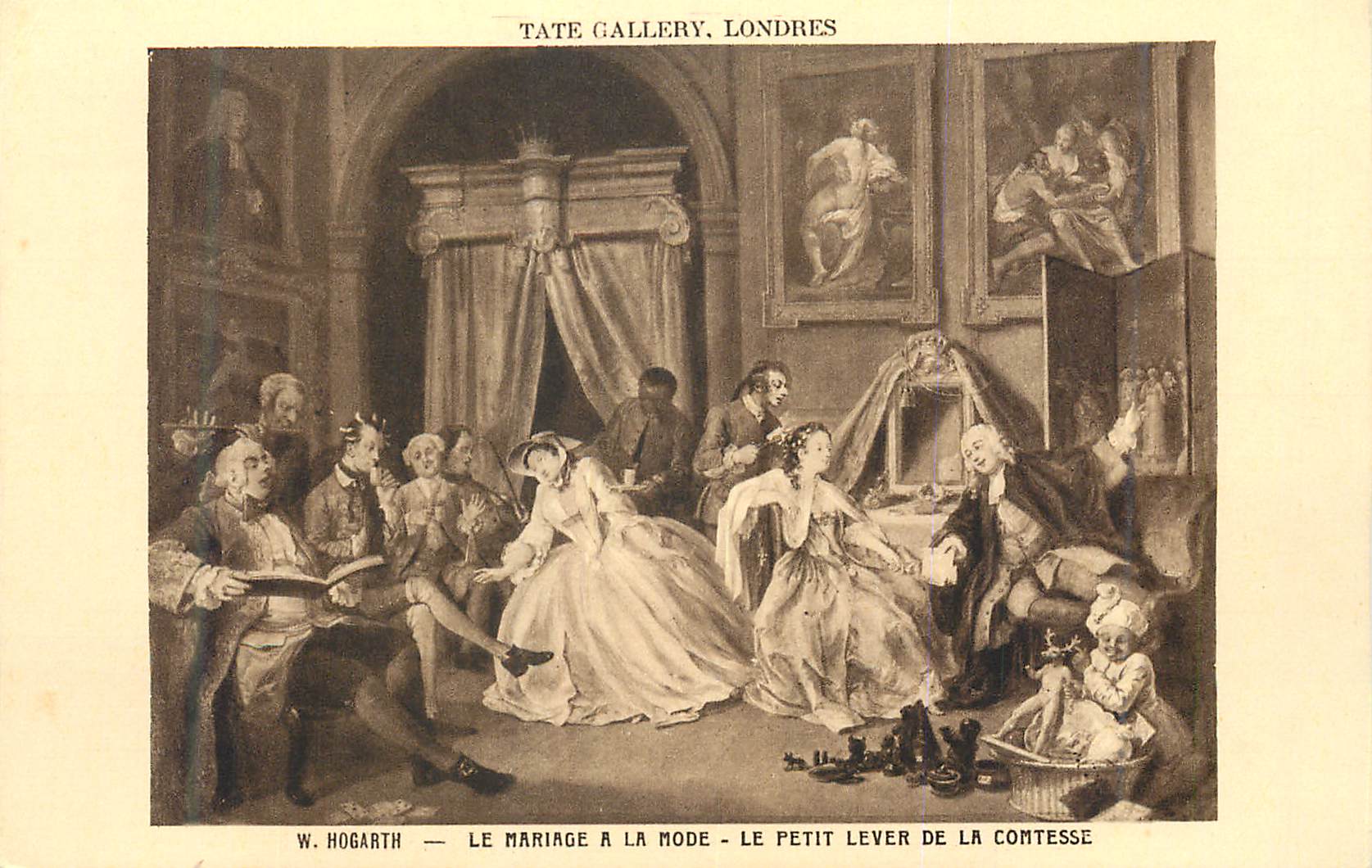 CPA Londres Tate Gallery le Mariage a la Mode le Petit Lever de la Comtesse W Hogarth