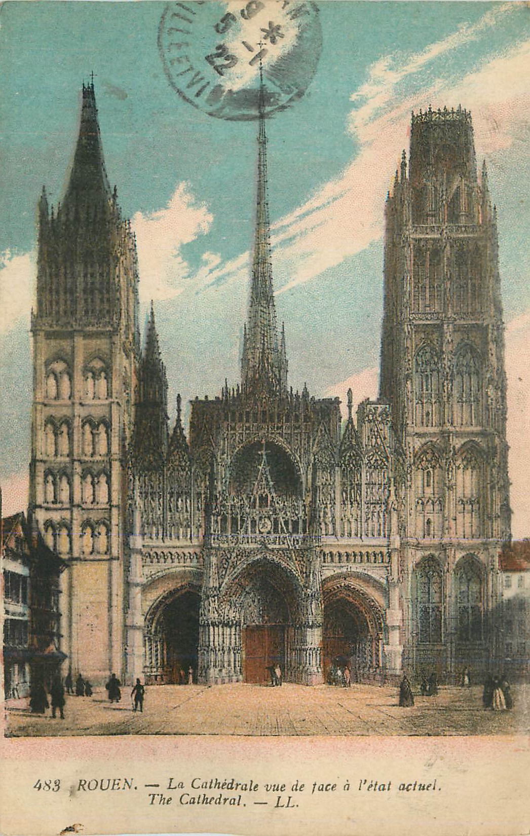 CPA Rouen La Cathedrale vue de face a l'Etat Actuel