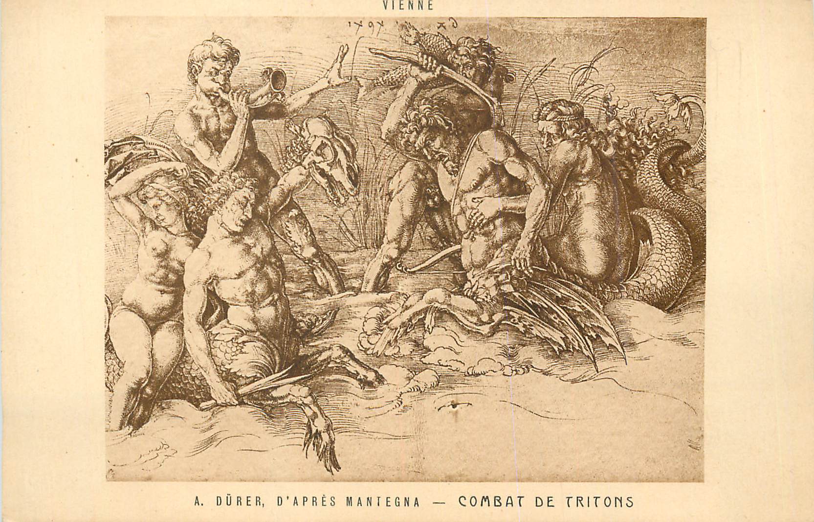 CPA Vienne Combat de Tritons Durer d'apres Mantegna
