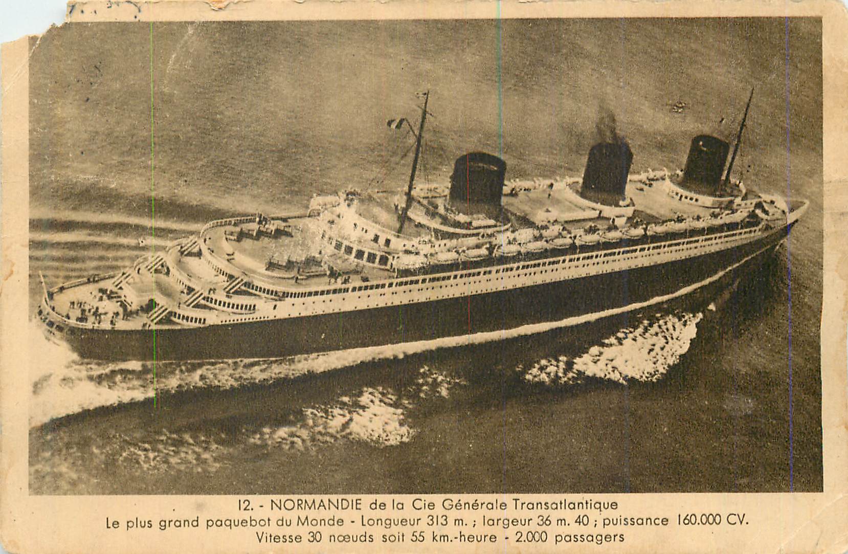 CPA Normandie de la Cie Generale Transatlantique Bateau
