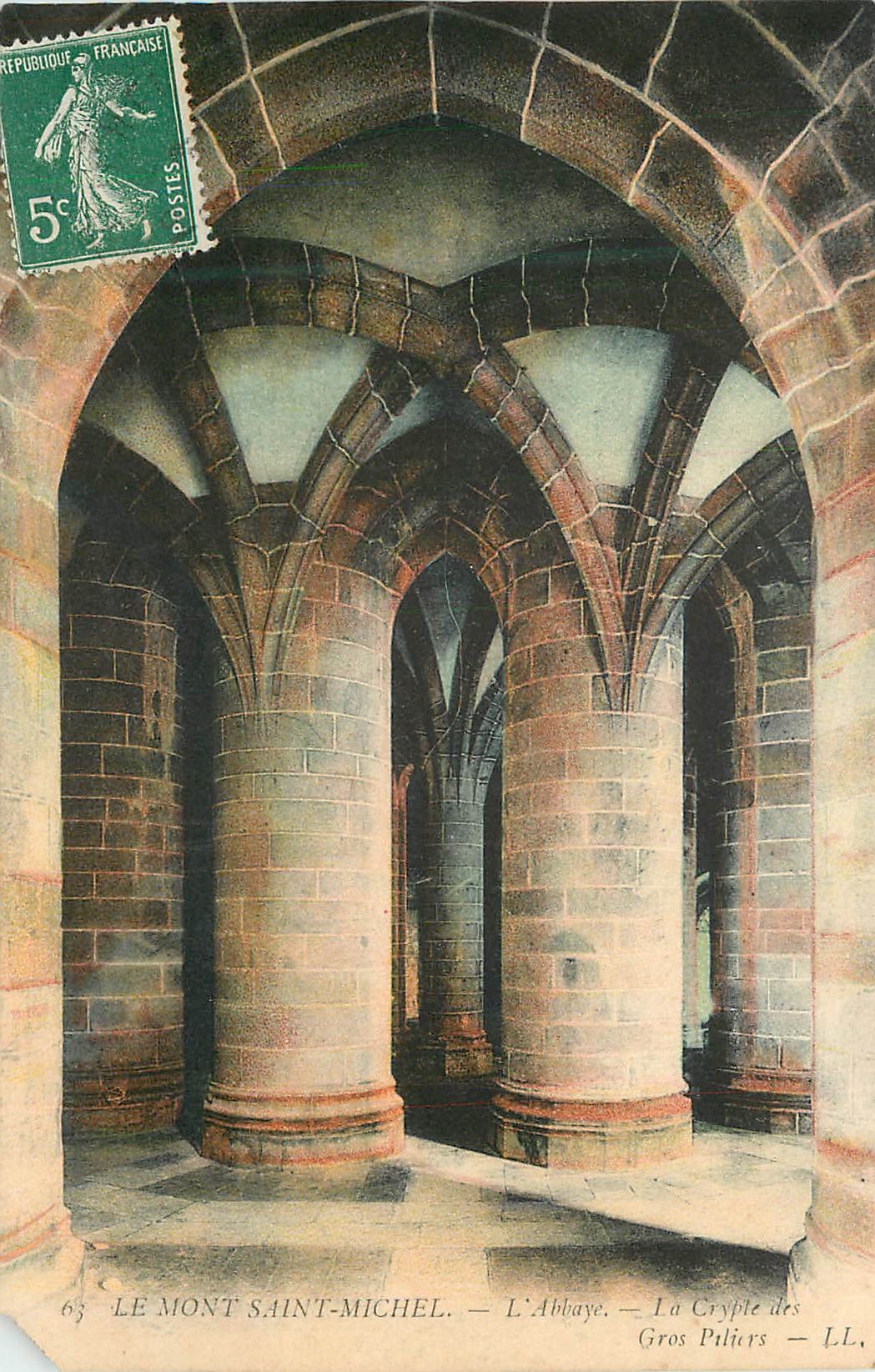 CPA Le Mont Saint Michel L'Abbaye La Crypte des Gros Piliers