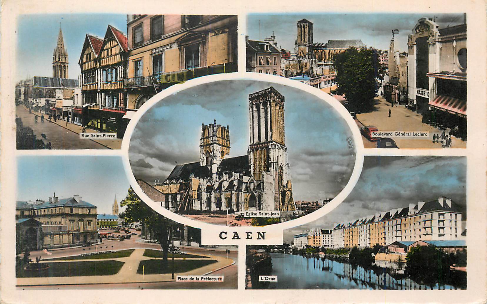 CPM Caen Rue Saint Pierre Boulevard General Leclerc Place de la Prefecture L'Orne