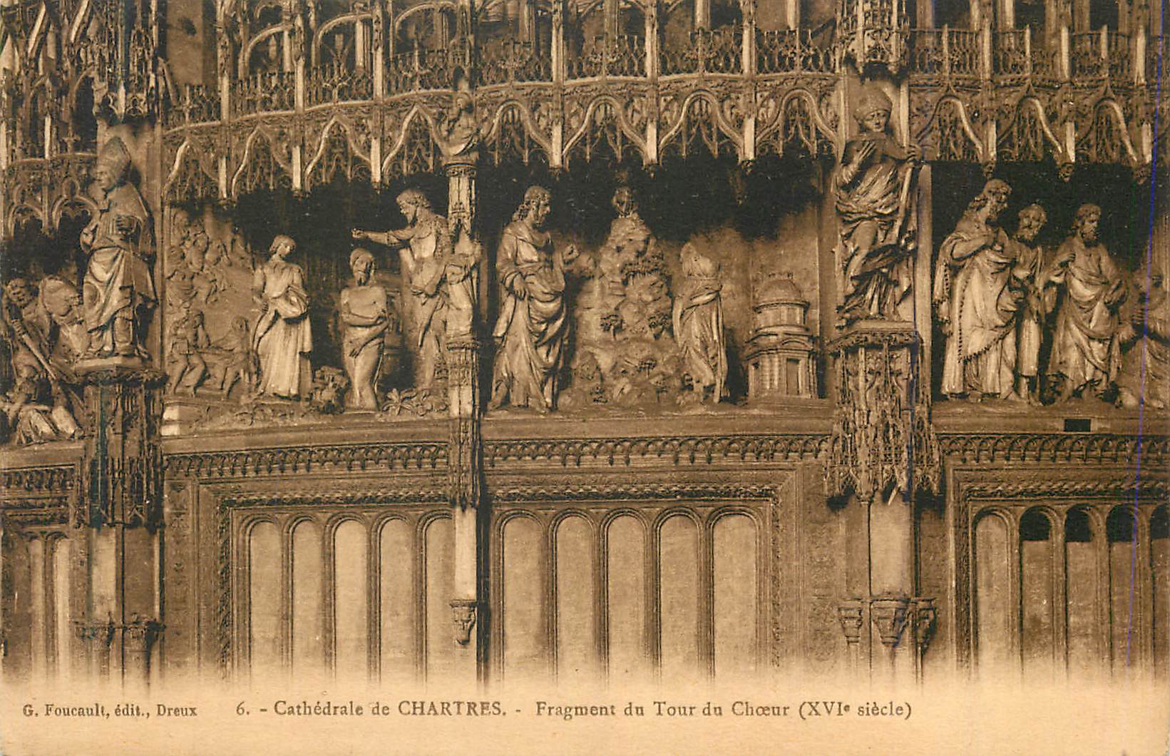 Cathédrale de Chartres — Fragment du Tour du Chœur (XVIe siècle) — G. Foucault, édit., Dreux
