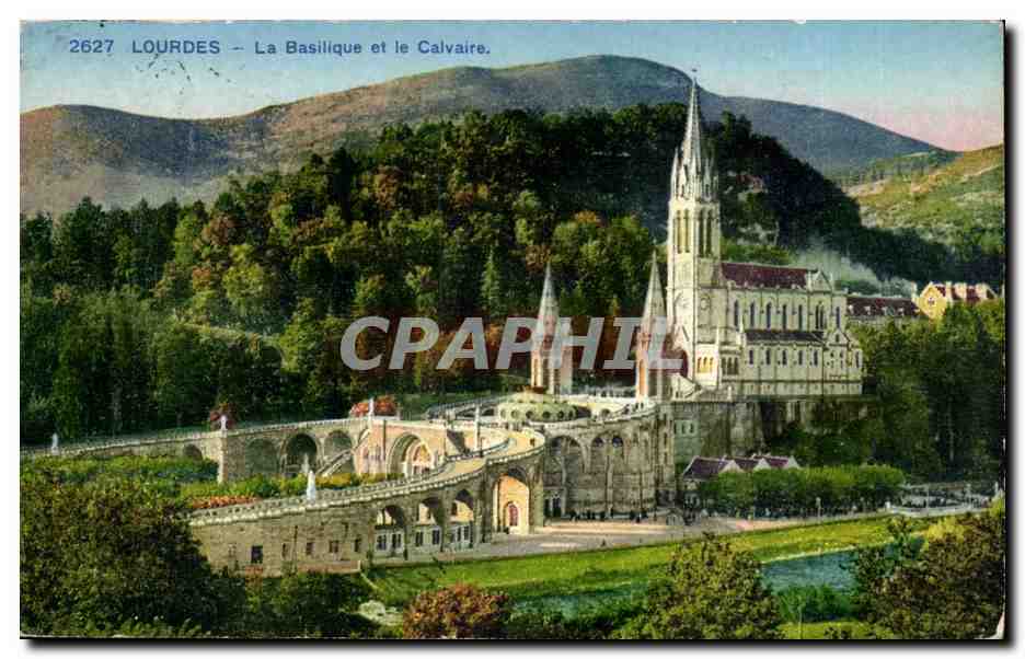 Lourdes CPA La basilique et le calvaire