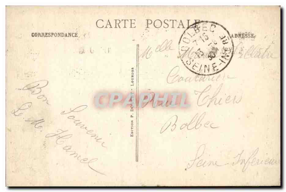 Lourdes CPA La basilique et le monument interallie — Verso