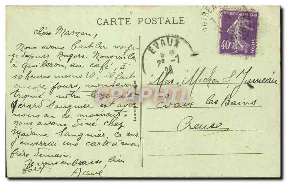 CPA Presqu'ile de quiberon Etude de vagues a Port Bara — Rückseite