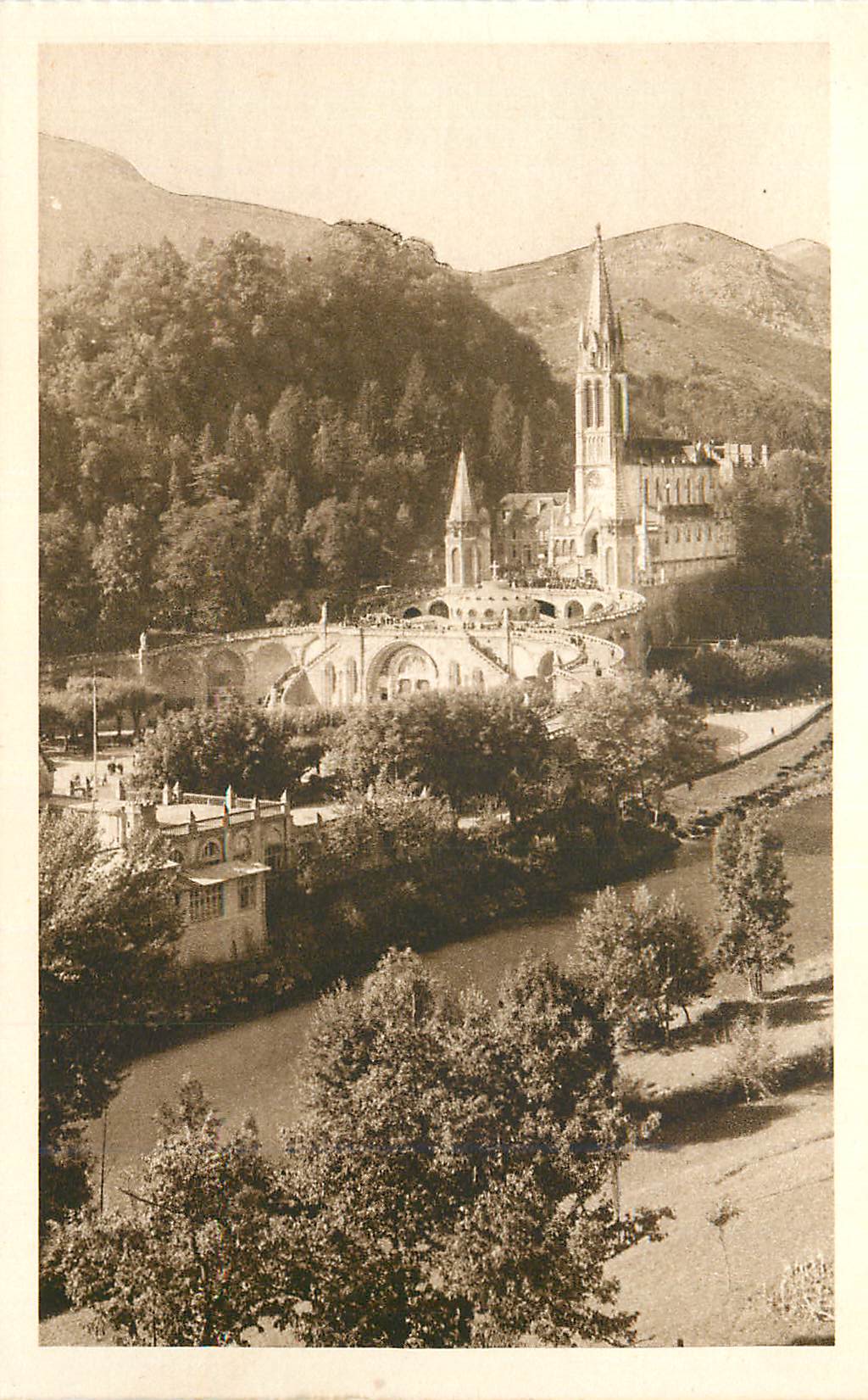CPA Lourdes La Basilique et le Gave