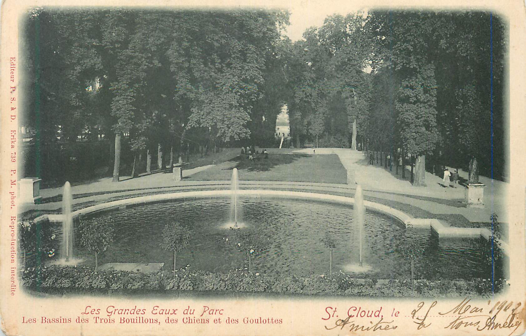 CPA Les Grandes Eaux du Parc Les bassins des Trois Bouillons des Chiens et des Goulottes