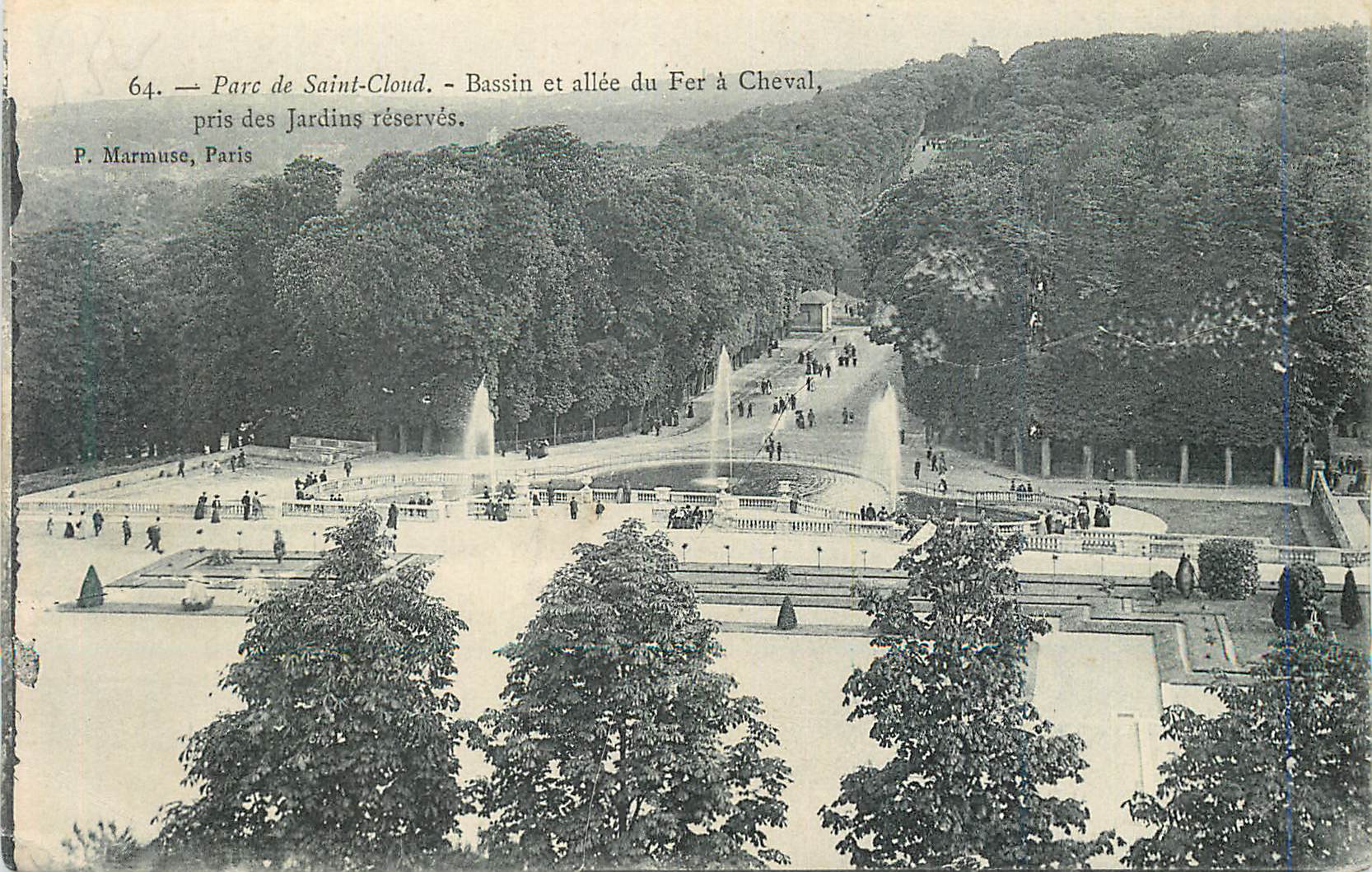 CPA Saint Cloud Le Parc Bassin et allee du Fer a Chevel pris des Jardins reserves