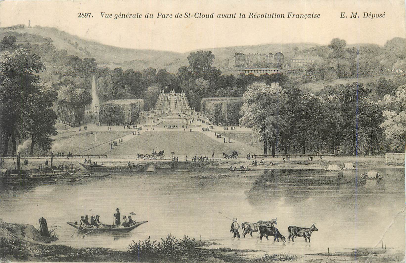 CPA Vue generale du Parc de Saint Cloud avant la revolution Francaise