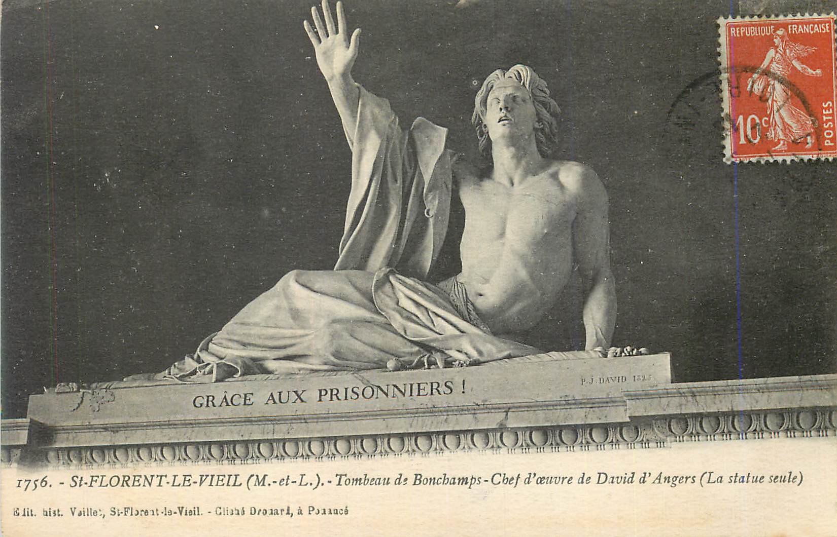 CPA St Florent le Vieil (M L) Tombeau de Bonchamps Chef d'oeuvre de David d'Angers (La statue seule)