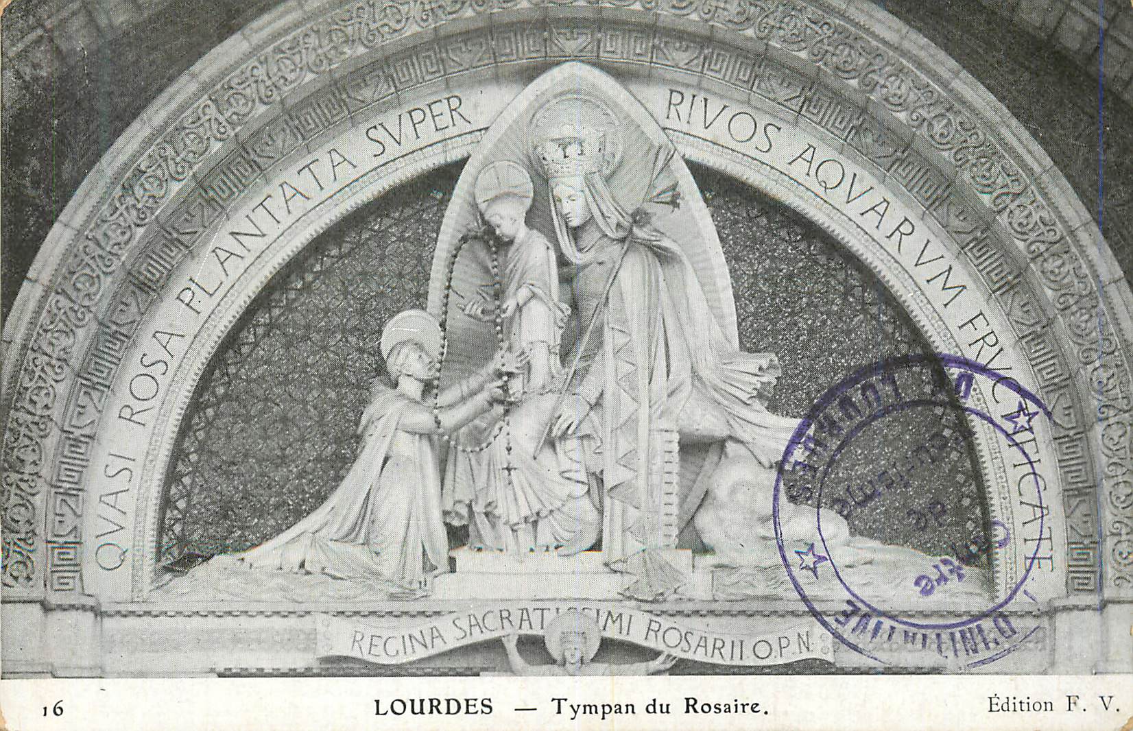 CPA Lourdes Tympan du Rosaire
