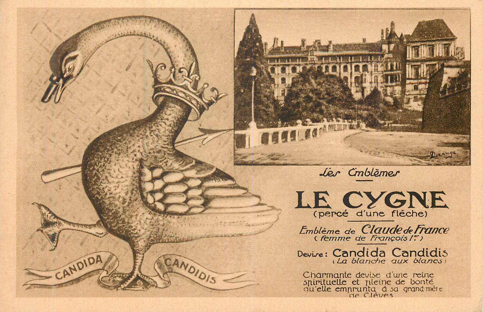 CPA Le Cygne (perce d'une fleche) Embleme de Claude de France Francois 1er Blois