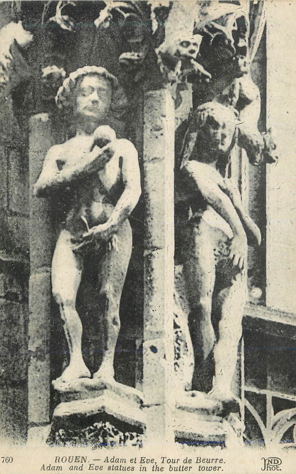 CPA Rouen Adam et Eve Tour de Beurre