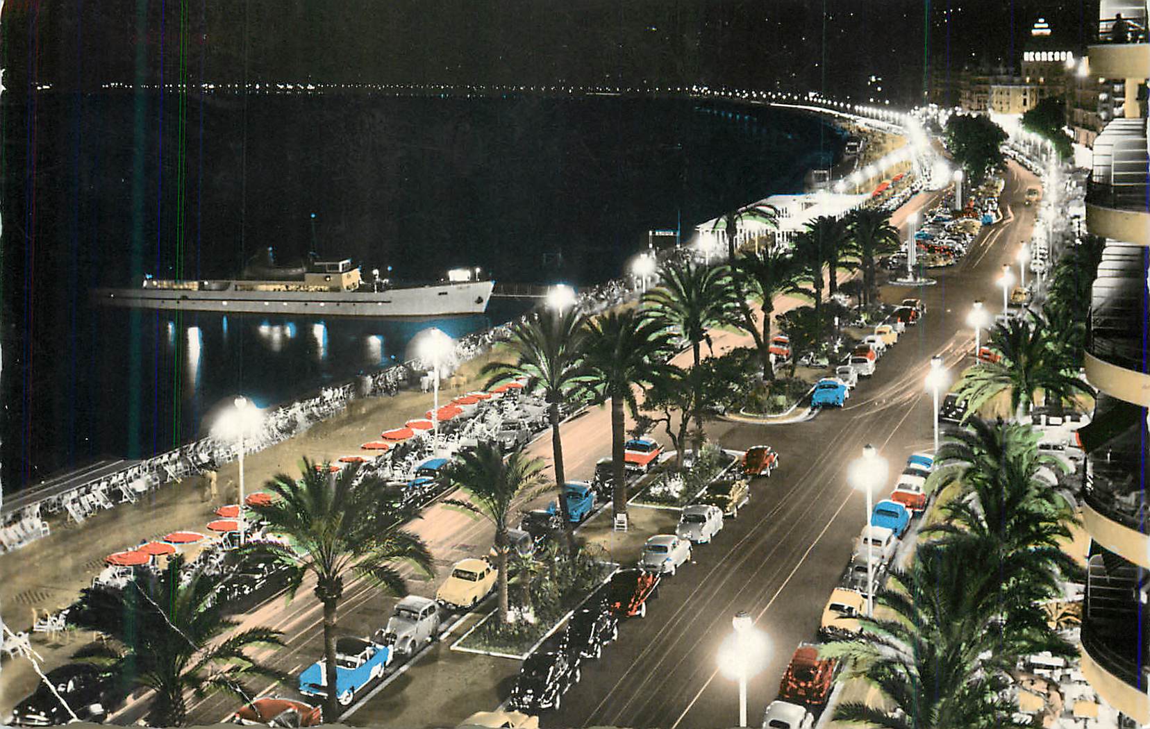 CPM Nice la Nuit Promenade en Mer La Cote d'Azur