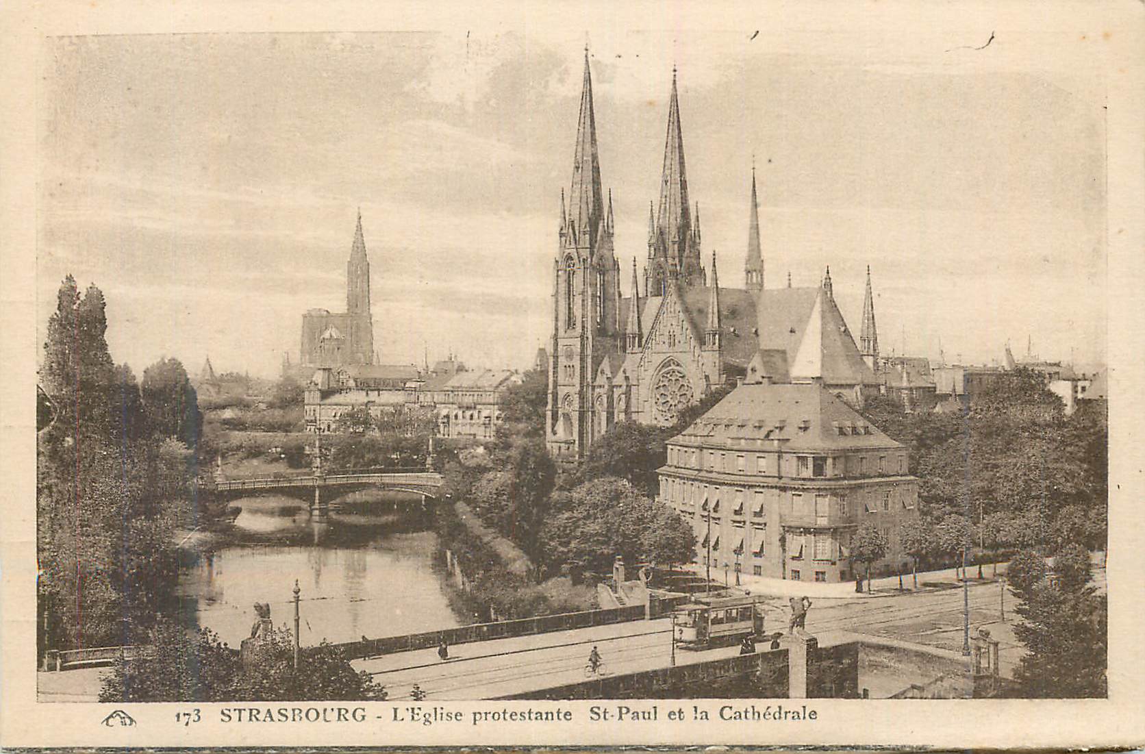 CPA Strasbourg L'Eglise protestante St Paul et la Cathedrale
