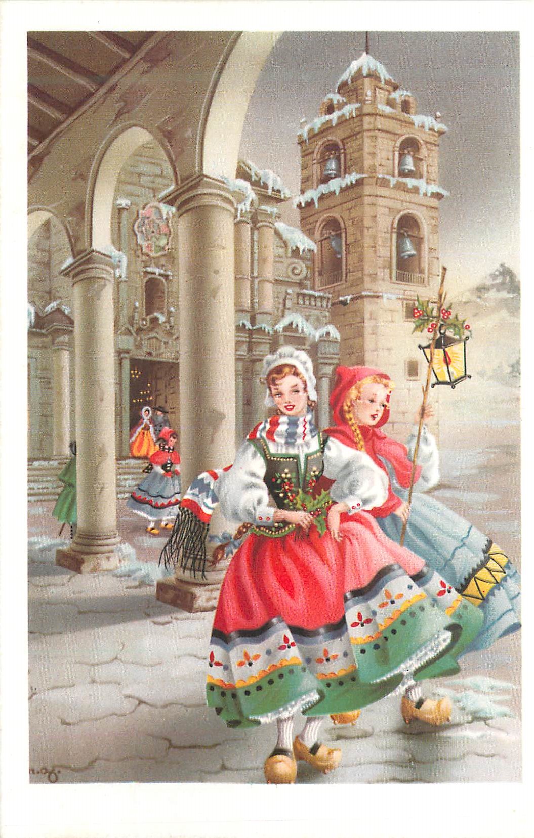 Fête de Noël — jeunes filles en costume traditionnel — éditeur non visible