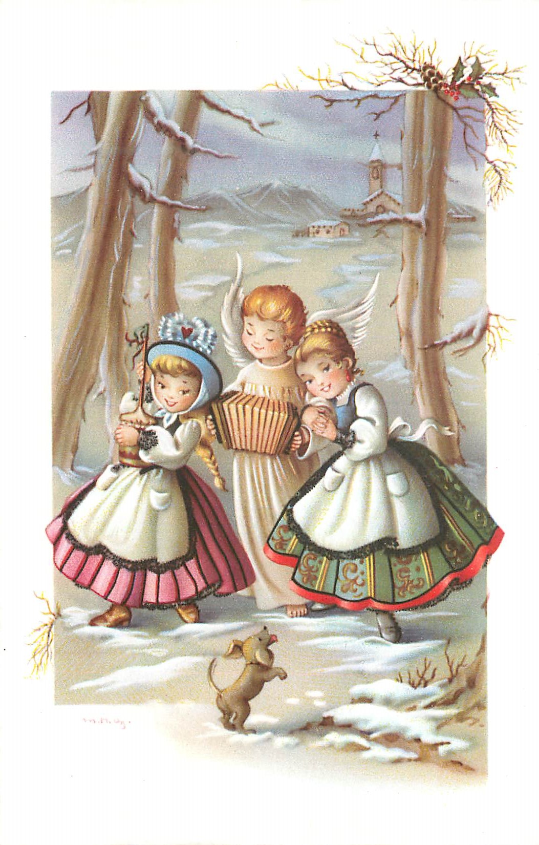 CPA Femmes Accordeon Ange