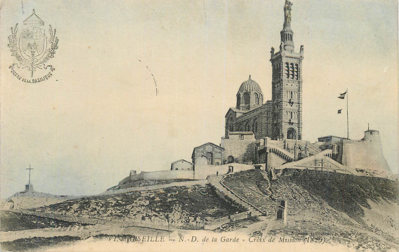 CPA Marseille Notre Dame de la Garde Croix de Mission (1820)