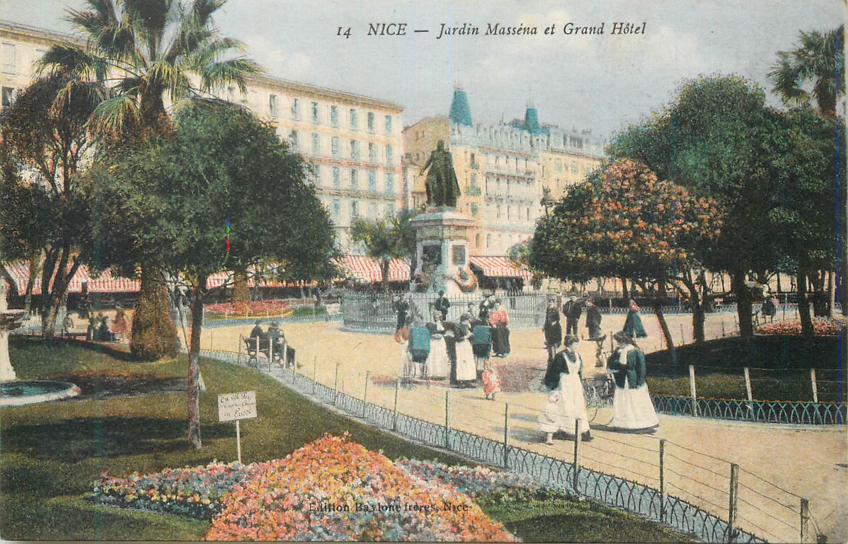 CPA Nice Jardin Massena et Grand Hotel