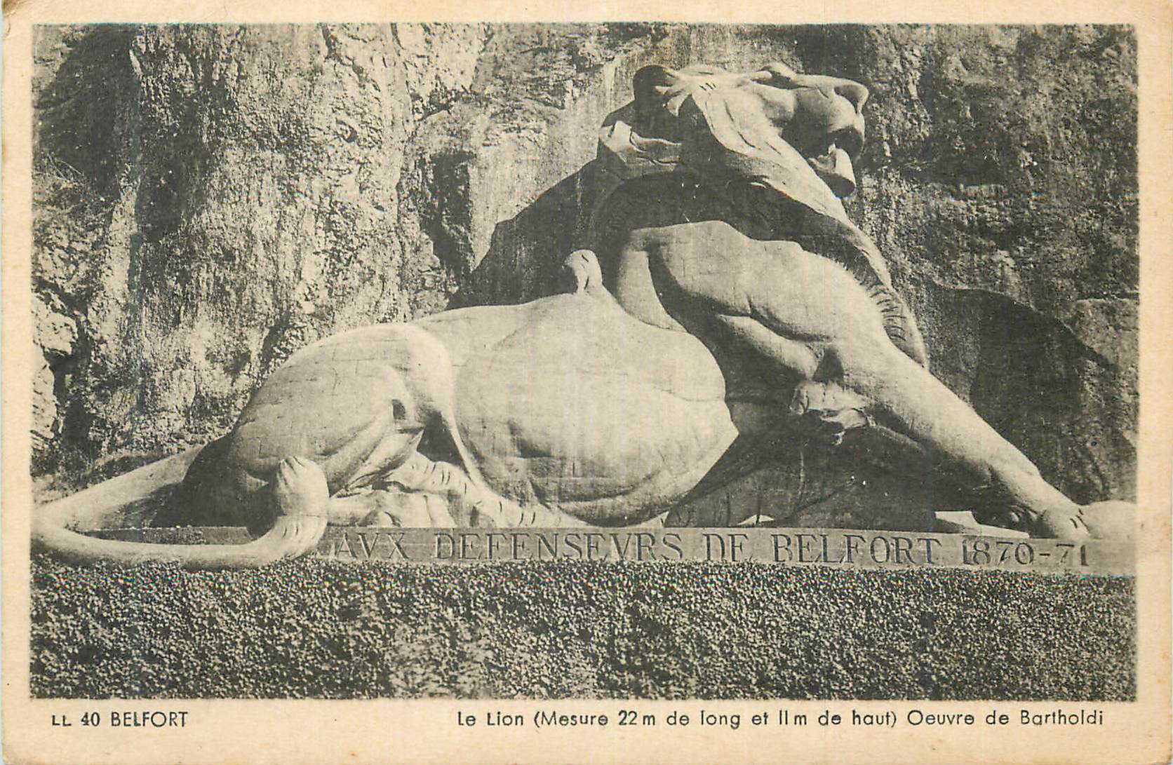 Le Lion — Monument aux Défenseurs de Belfort — œuvre de Bartholdi — LL 40 Belfort