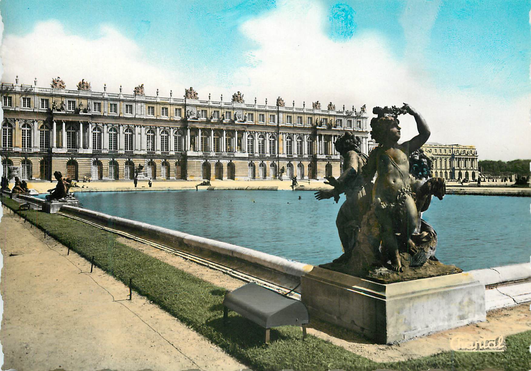 CPM Versailles Facade et Jeux d'Enfants au Parterre d'Eau