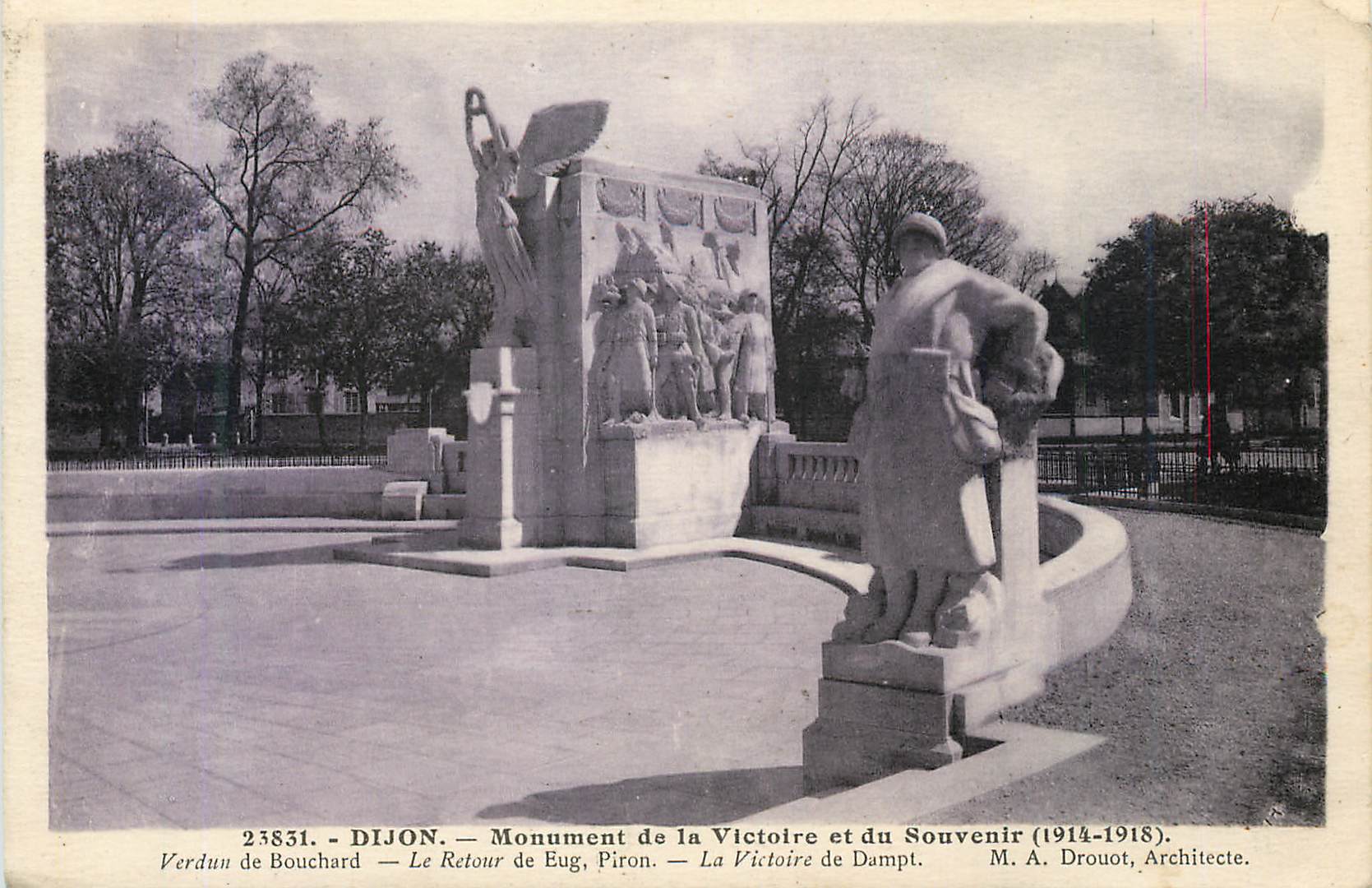 CPA Dijon Monument de la Victoire et du Souvenir (1914 1918) Verdun de Bouchard Le Retour de Eug Piron La Victoire de Da