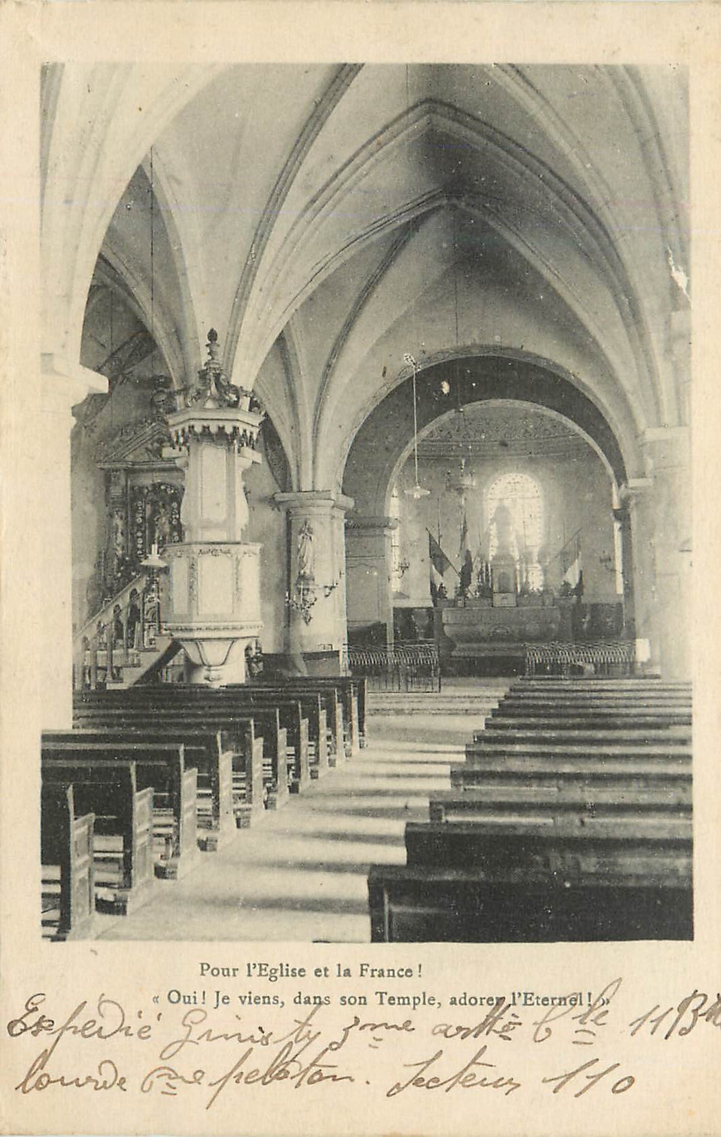 CPA Pour l'Eglise et la France Oui je viens dans son Temple adorer l'Eternel Militaria
