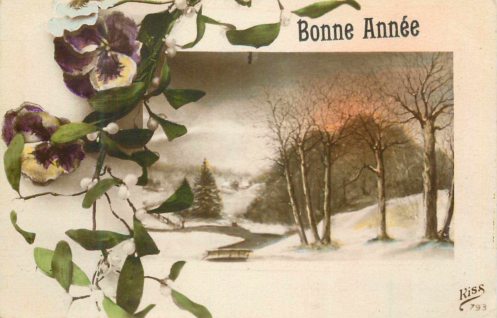 CPA Bonne annee fleurs
