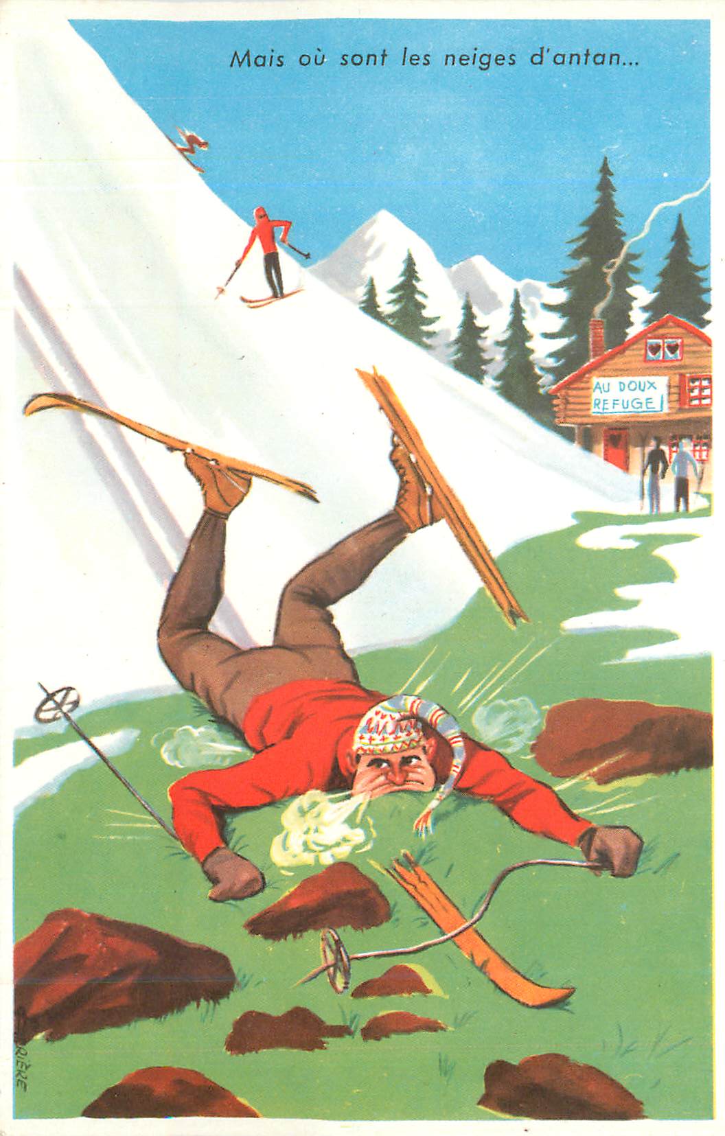 CPA Mais ou sont les neiges d'antan Ski