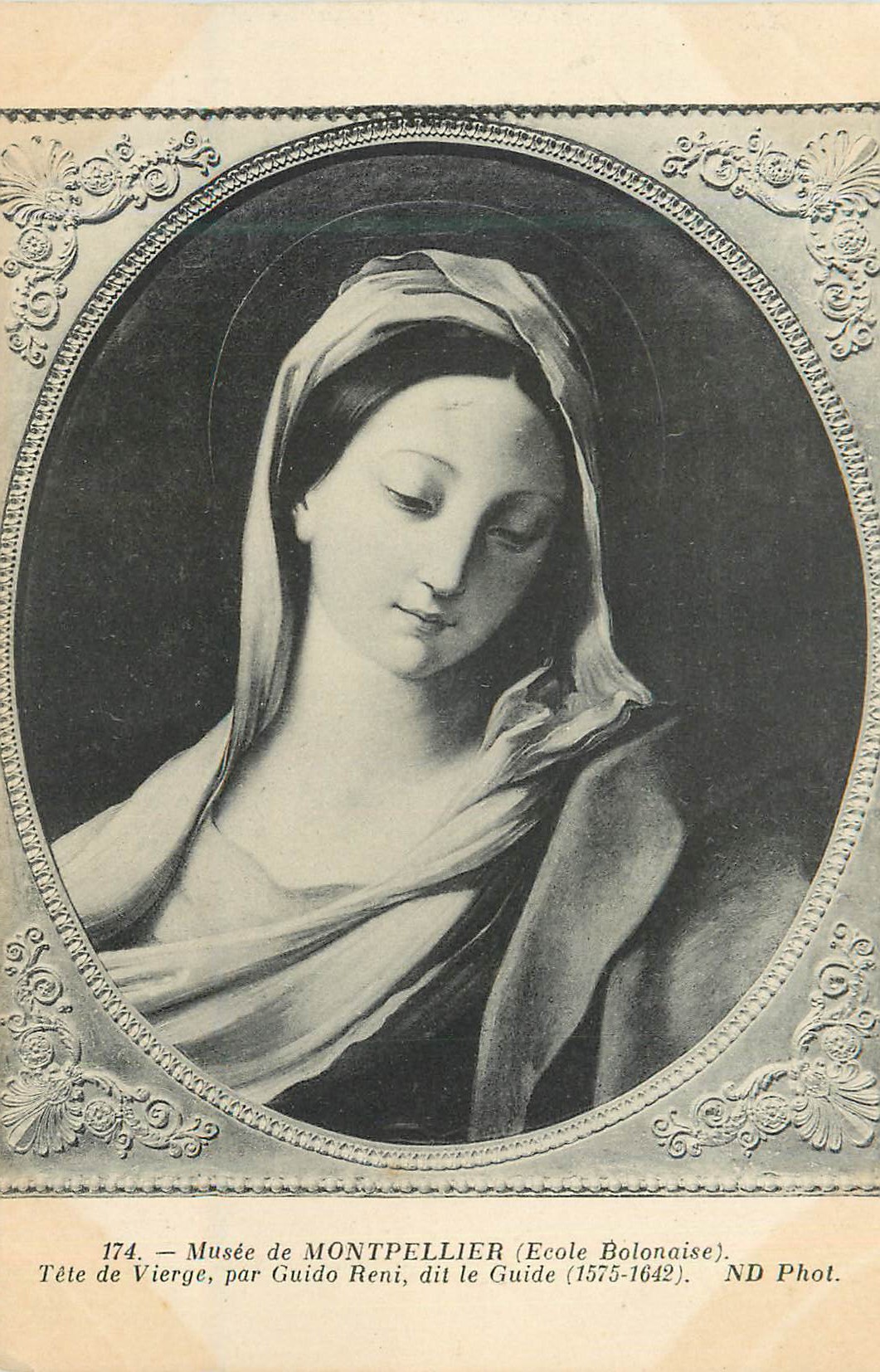 CPA Musee de Montpellier (Ecole Bolonaise) tete de Vierge par Guido Reni di le Guide (1575 1642)