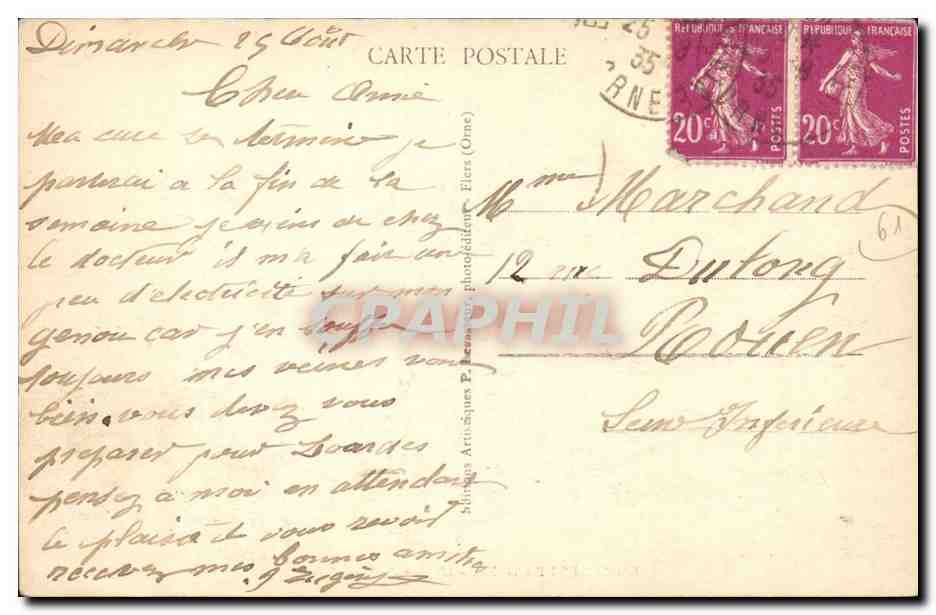 Bagnoles de l'orne CPA L'eglise du SAcre Coeur — Rückseite