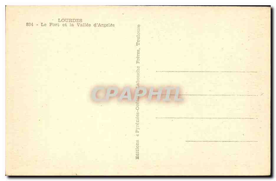 Lourdes CPA Le fort et la vallee d'argeles — Verso