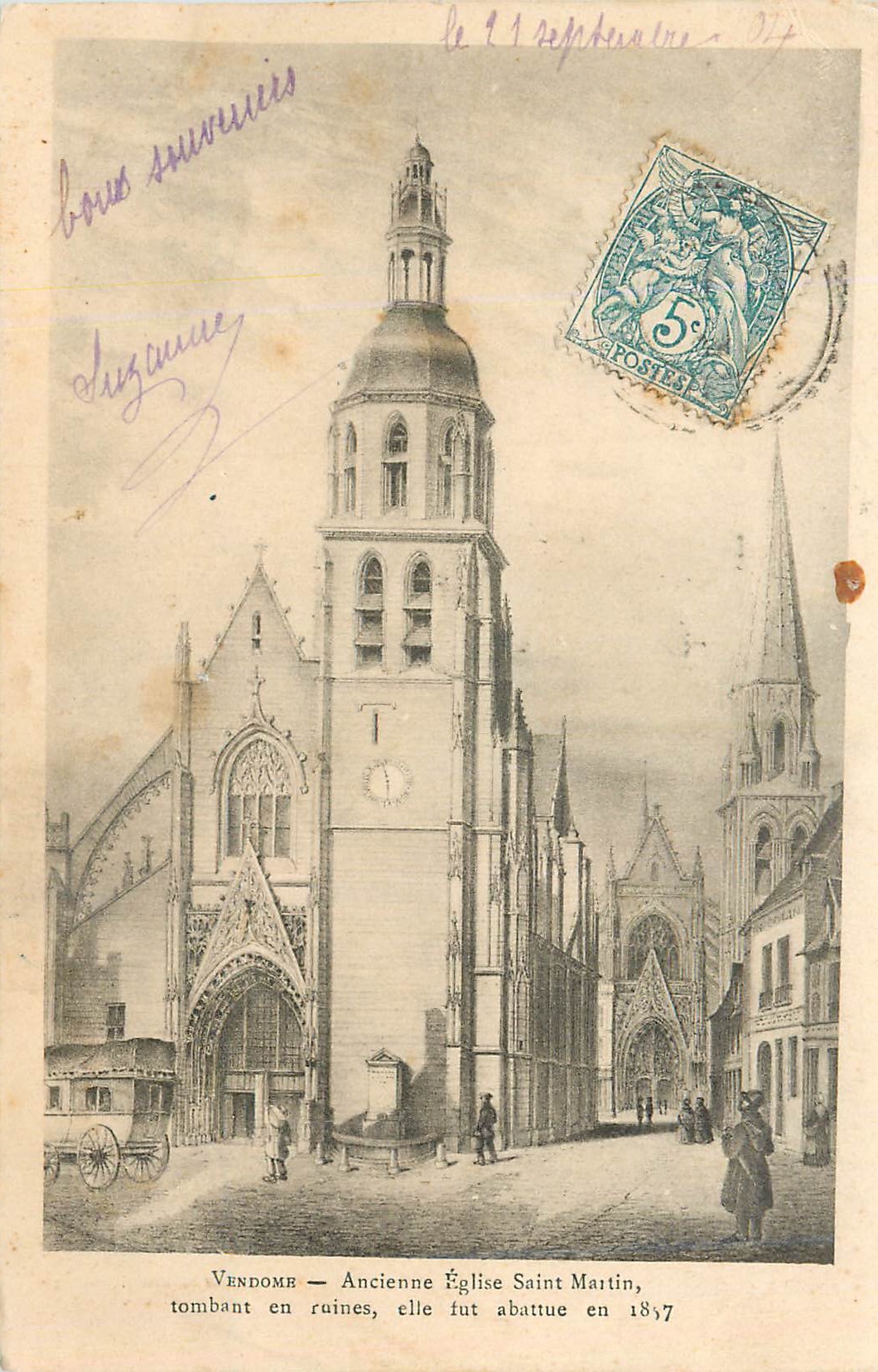 CPA Vendome Ancienne Eglise Saint Martin Tombant en ruines elle fut abattue en 1857