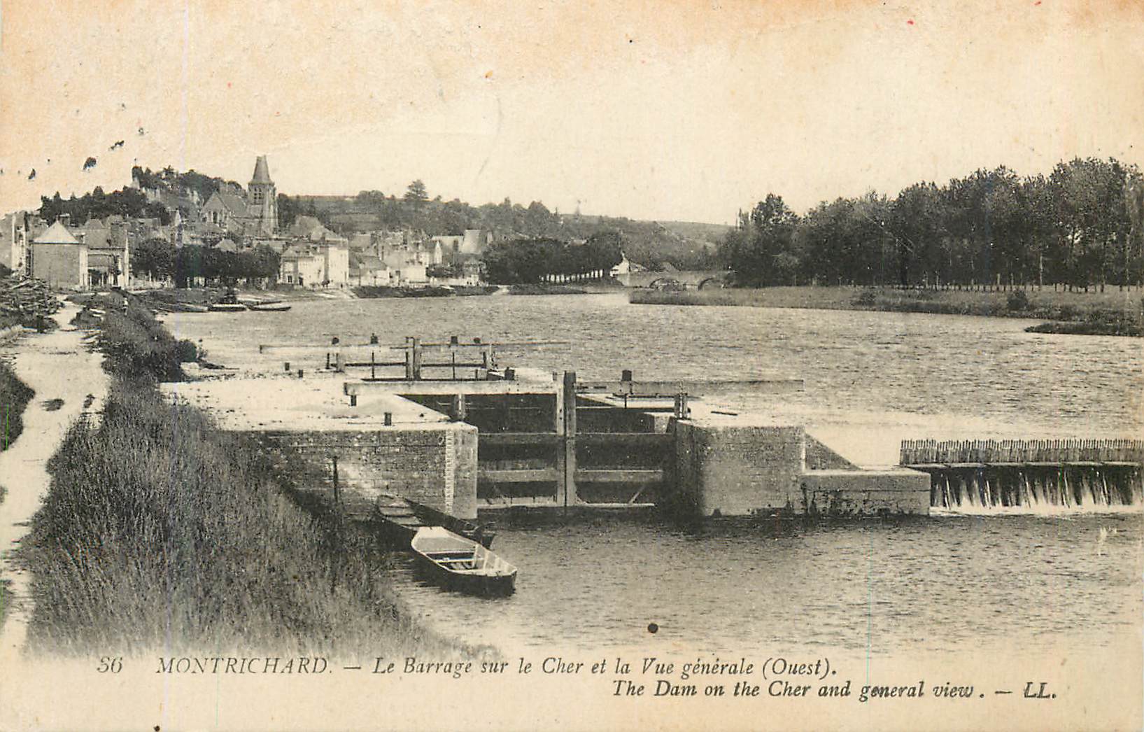 CPA Montrichard Le Barrage sur le Cher et la Vue generale (Ouest)