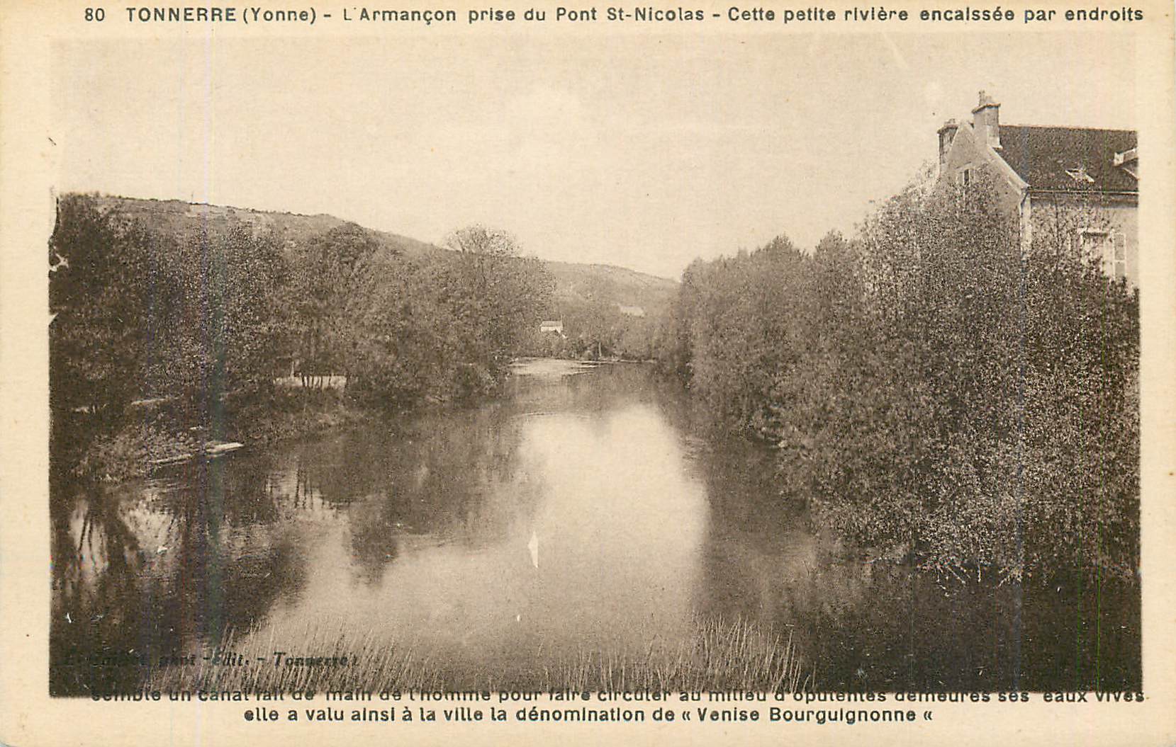 CPA Tonnerre (Yonne) L'Armancon prise du Pont St Nicolas Cette petite riviere encaissee par endroits