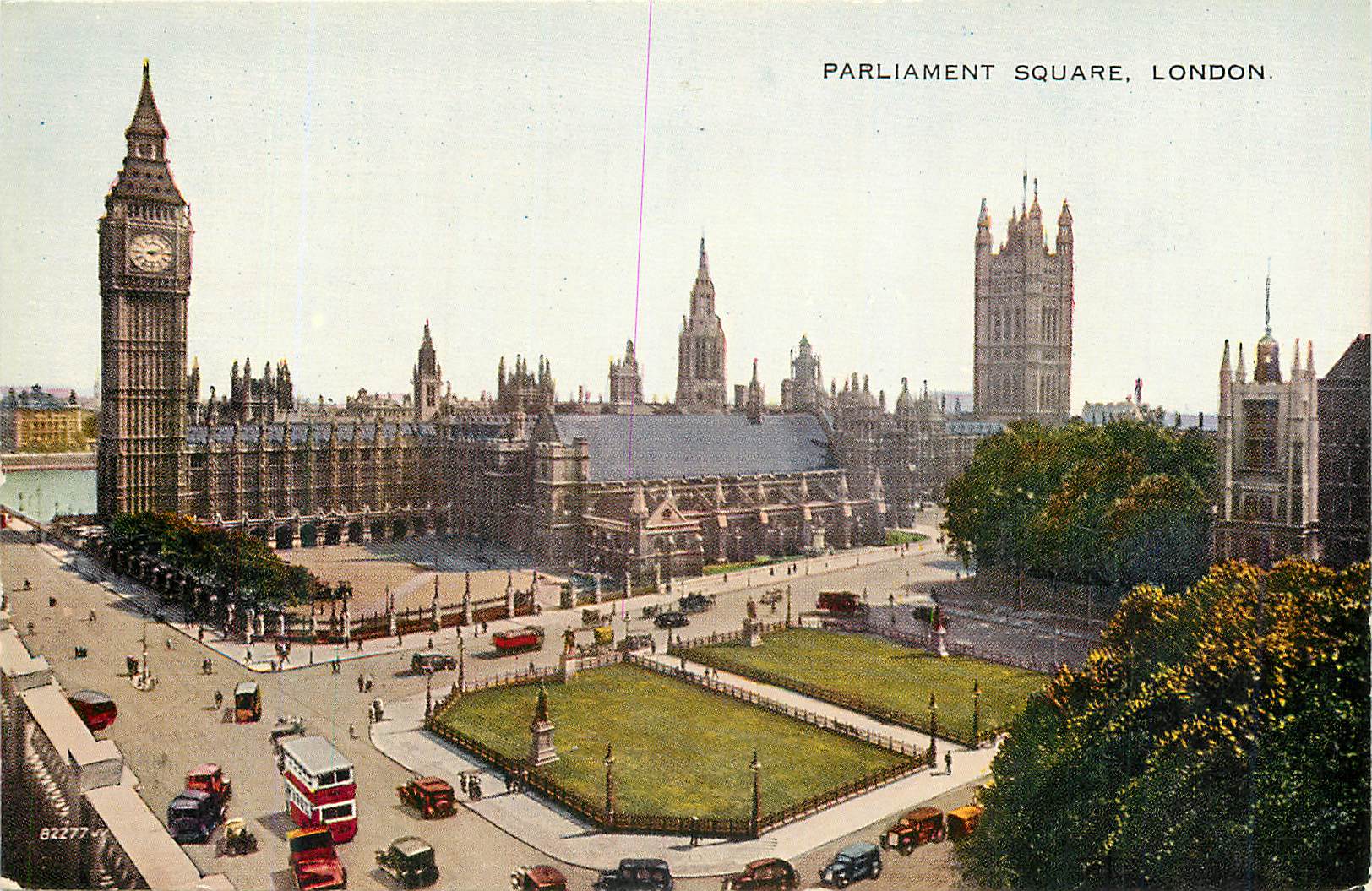 Parlement Square, Londres — vue panoramique avec Big Ben et le Parlement — éditeur non identifié, n° de série 822777 - Recto