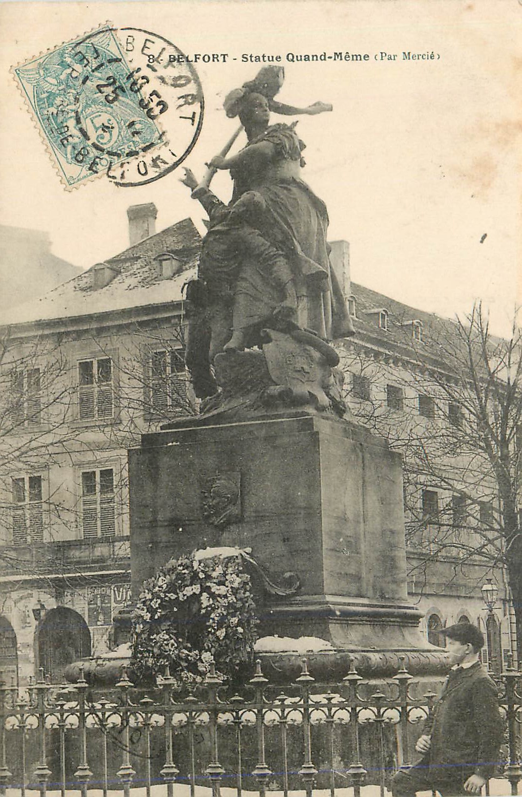 CPA Belfort Statue Quand Meme (Par Mercie)