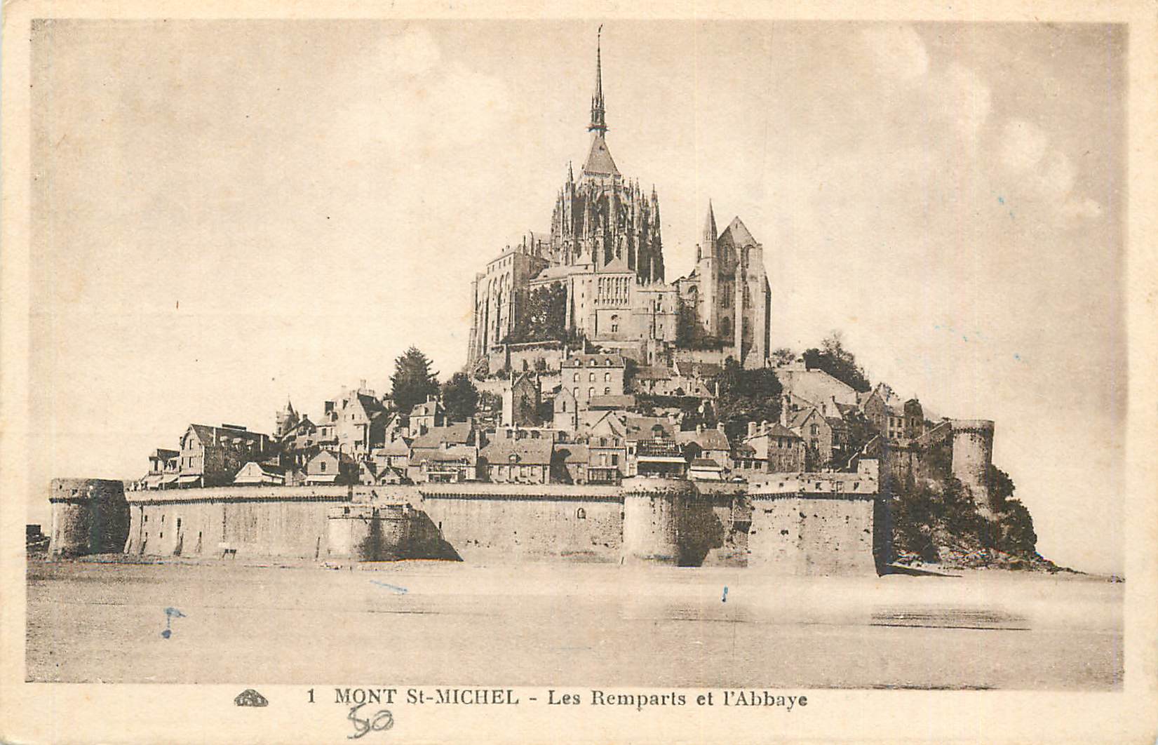 CPA Mont St Michel Les Remparts et l'Abbaye
