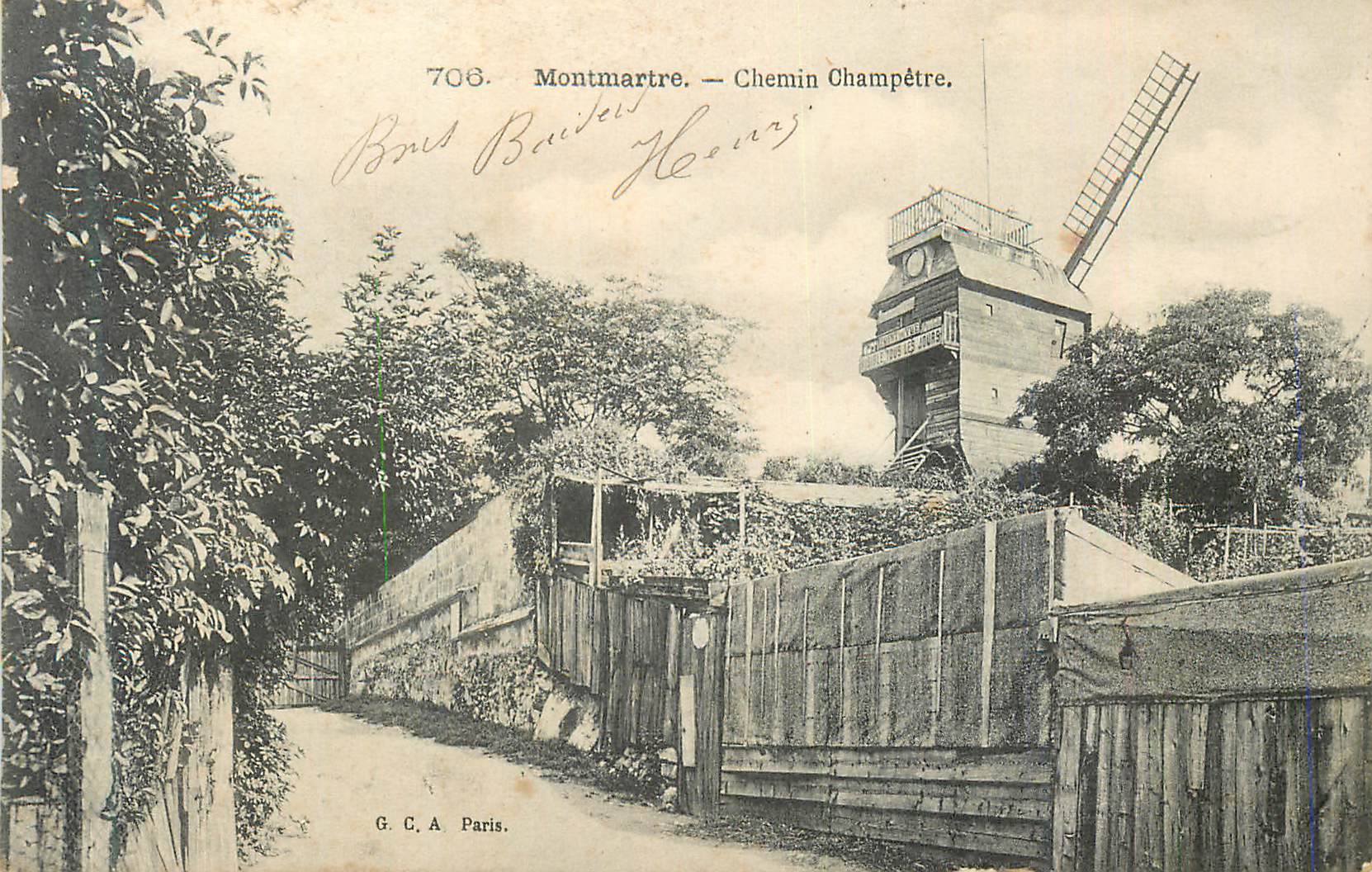 CPA Montmartre Chemin Champetre Moulin