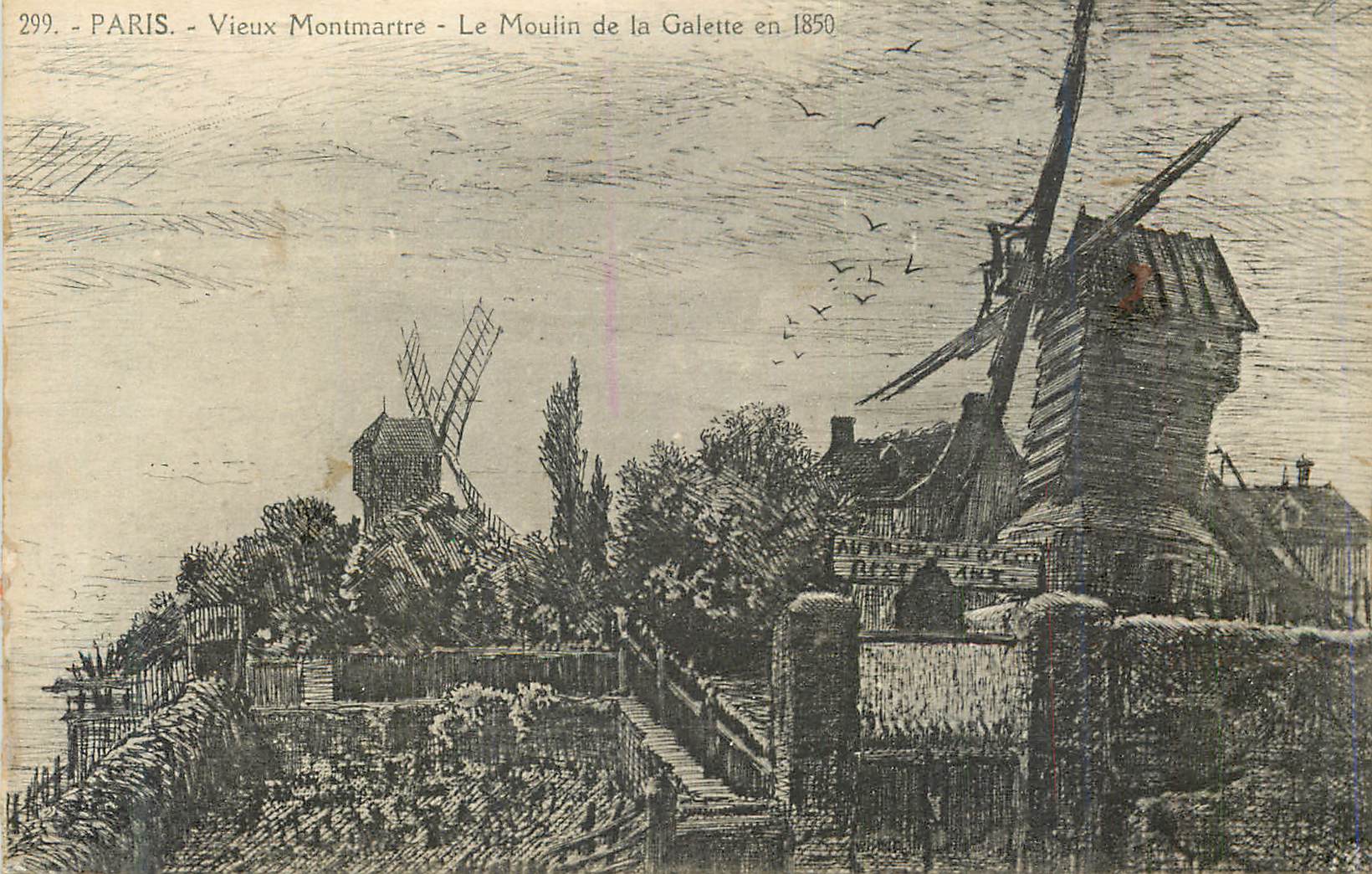 CPA Paris Vieux Montmartre Le Moulin de la Galette en 1850 Moulin