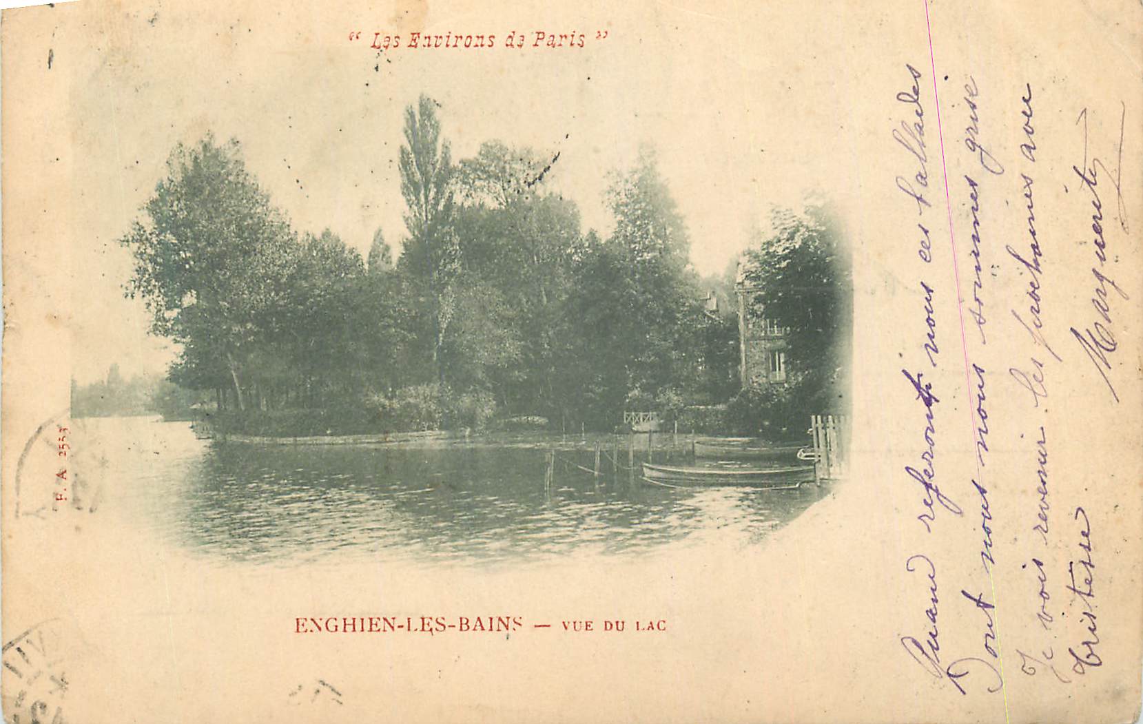 CPA Enghien Les Bains vue du lac Les environs de Paris