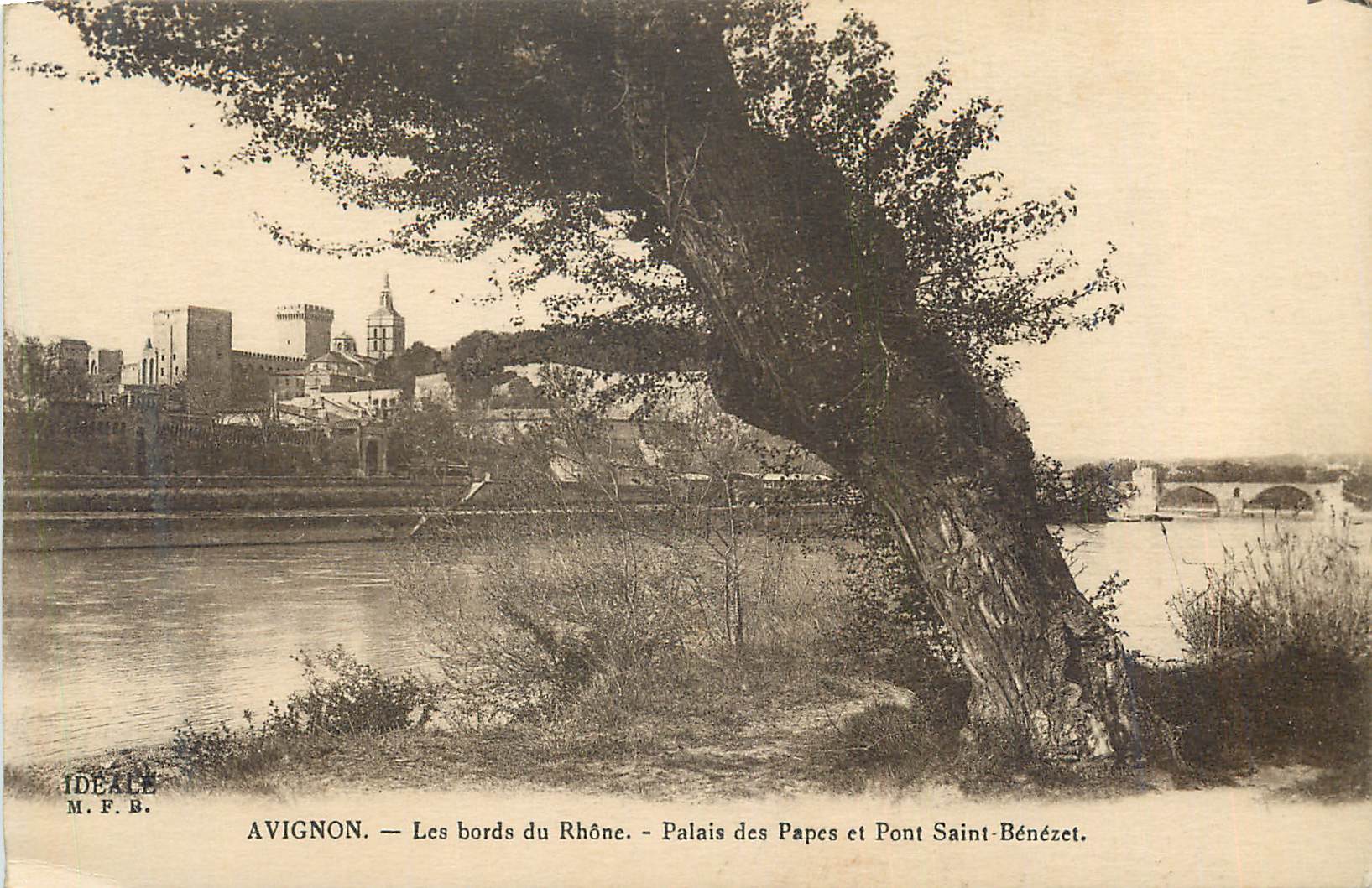 CPA Avignon Les bords du Rhone Palais des Papes et Pont Saint Benezel