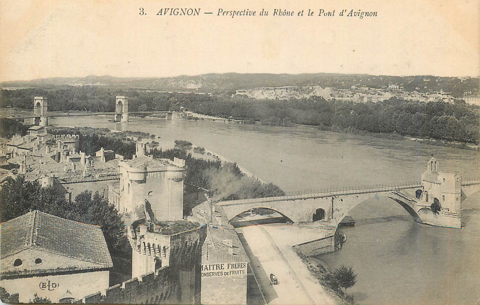 CPA Avignon Perspective du Rhone et le Pont d'Avignon